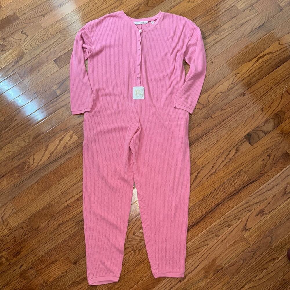 Victoria’s Secret Vintage90s One Piece Thermal Pajama Union Suit Pink Size M